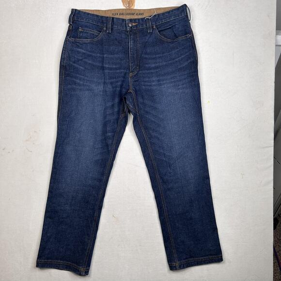 Duluth Flex Ballroom Jeans Mens 37x30 Blue Denim Relaxed Fit Stretch Workwear - Picture 11 of 14